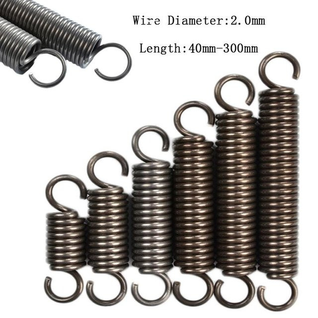 Xiaolang Offene Zugfeder aus Stahl in Silber, Drahtdurchmesser: 2,0 mm, Federdurchmesser: 10 mm bis 22 mm, Länge: 70 mm - Bild 1