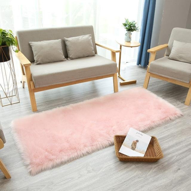 Weißer Kunstfell-Teppich von Yiran Furniture für Wohnzimmer und Schlafzimmer, B/T/H: 30 x 30 x 1 cm - Bild 1