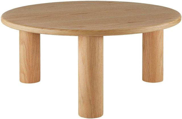 tectake Couchtisch Sisi rund, Eiche Hell, MDF furniert und lackiert, B/T/H: 80 x 80 x 35,5 cm - Bild 2
