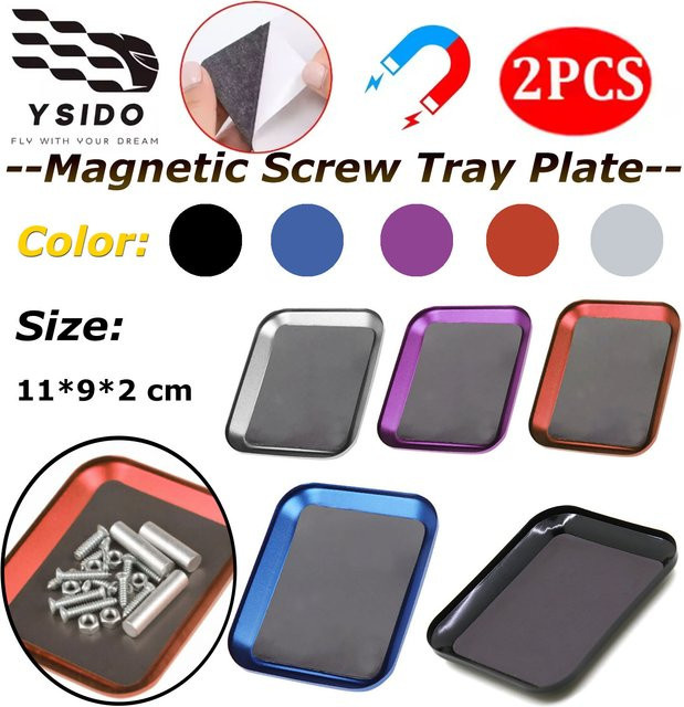 YSIDO RC-Reparaturwerkzeug, magnetische Schraubenablageplatte, 2-teiliges Set, Metall, Rot - Bild 1