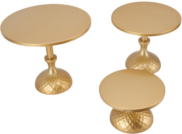 Aimo 3er Set Kuchenständer aus Eisen in Gold, runde Dessertteller für Partys und Hochzeiten - Bild 1