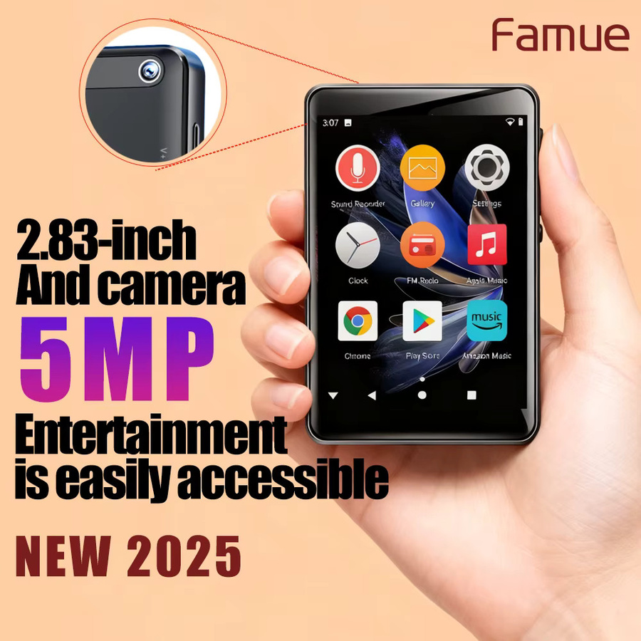 Famue Smart MP4 Player mit 2,8 Zoll Display, Android 10, WiFi, Bluetooth und 5 MP Kamera in Schwarz - Bild 6