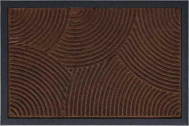 Relaxdays Fußmatte aus Polypropylen in Braun mit Wellenmuster und rutschfester Gummikante, B/T/H: 60 x 40 x 1 cm - Bild 1