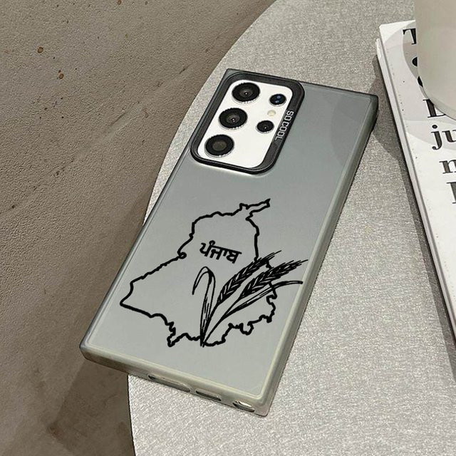 Handyhülle Punjab-Karte für Samsung Galaxy S26 S25 S24 S23 S22 S21 S20 FE Ultra Plus Edge in Grau aus hartem PC und TPU - Bild 1