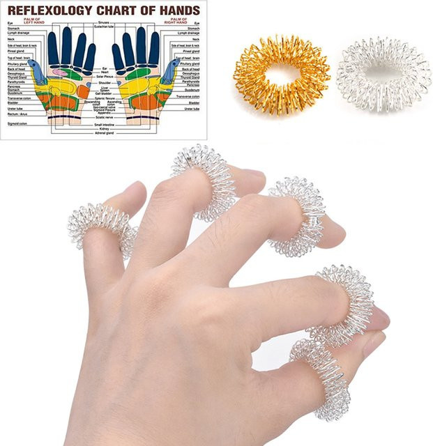 HNKMP Edelstahl-Akupunktur-Fingermassagering-Set, 10-teilig - Bild 1