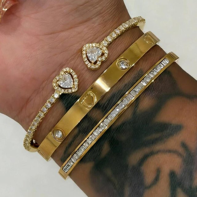 Yupsk Armband-Set, 18K vergoldetes Edelstahl, Zirkonia, Damen - Bild 1