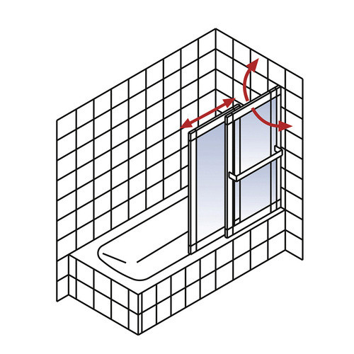 Schulte Badewannenfaltwand Komfort aus Glas in Weiß mit Querstreifen B: 118 cm, H: 140 cm - Bild 2