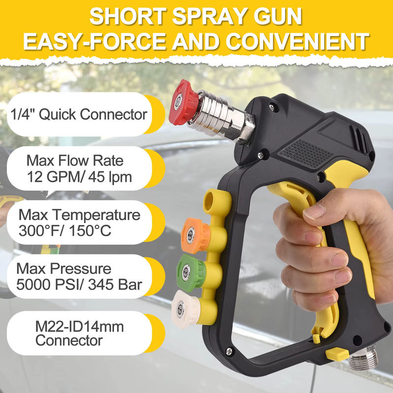 BEAR FORCE Hochdruckreiniger Spritzpistole mit M22-ID14mm Einlass, 1/4 Zoll Schnellkupplung Auslass und Düsenspitzenhalter für bis zu 5000 PSI - Bild 3