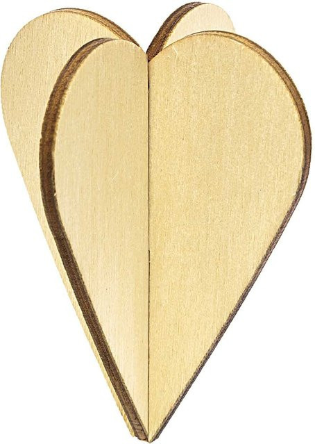 Rico Design Steckherzen aus Holz in Braun, 3 Stück, B: 5,5 cm, H: 6,5 cm - Bild 1