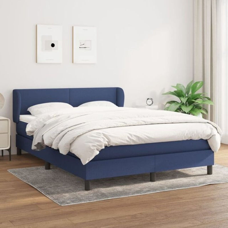 Vidaxl Boxspringbett mit Matratze aus Stoff in Blau, B/T/H: 140 x 190 x 78 cm - Bild 1