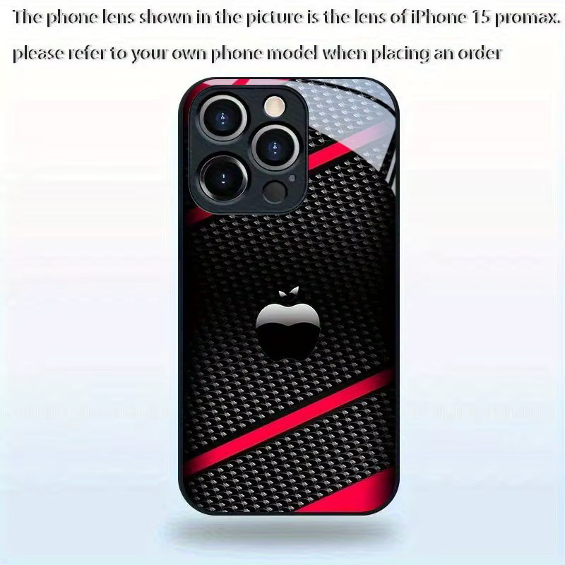 Schwarze Handyhülle aus gehärtetem Glas mit Carbonfaser-Design für Apple iPhone 11 bis iPhone 18 Pro Max und 16E - Bild 4