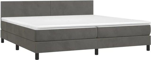 vidaXL Boxspringbett mit Matratze in Dunkelgrau, Hybridbett mit LED-Unterbettbeleuchtung und USB-Ladeport, Samt, B/T: 200 x 200 cm - Bild 1