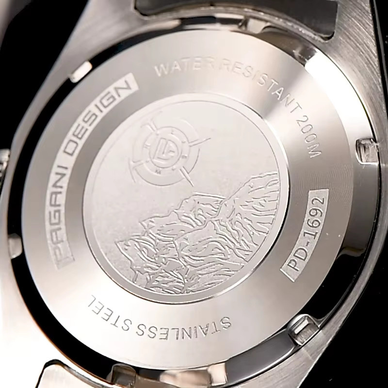 PAGANI DESIGN Automatik-Armbanduhr, Edelstahl, Saphirglas, Schwarz, Herren - Bild 5