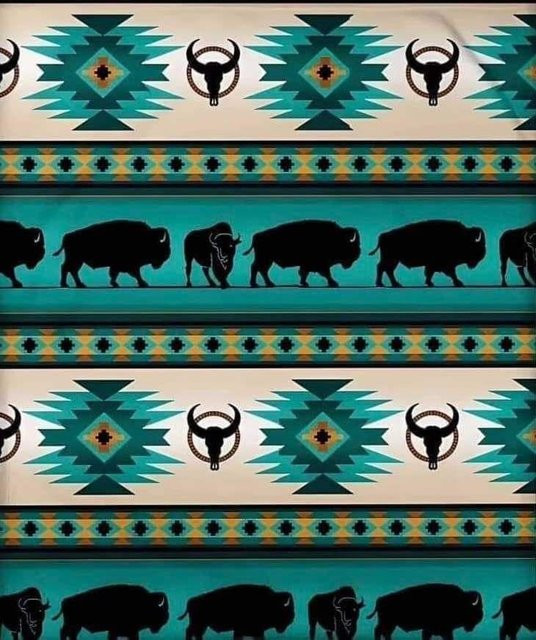 JMG Household Supplies Flanell Überwurfdecke mit Bison und Aztekenmuster, weiche Stammesdesign Decke für Sofa und Bett, B/B: 150 x 200 cm, Mehrfarbig - Bild 1