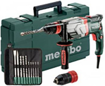 Metabo Multihammer UHEV 2860-2 Quick Set Bohrhammer mit 1100 W, 3.4 Joules und 10-teiligem SDS-plus Bohrer- und Meißelsatz in metaBOX 145 L, grün/schwarz - Bild 2