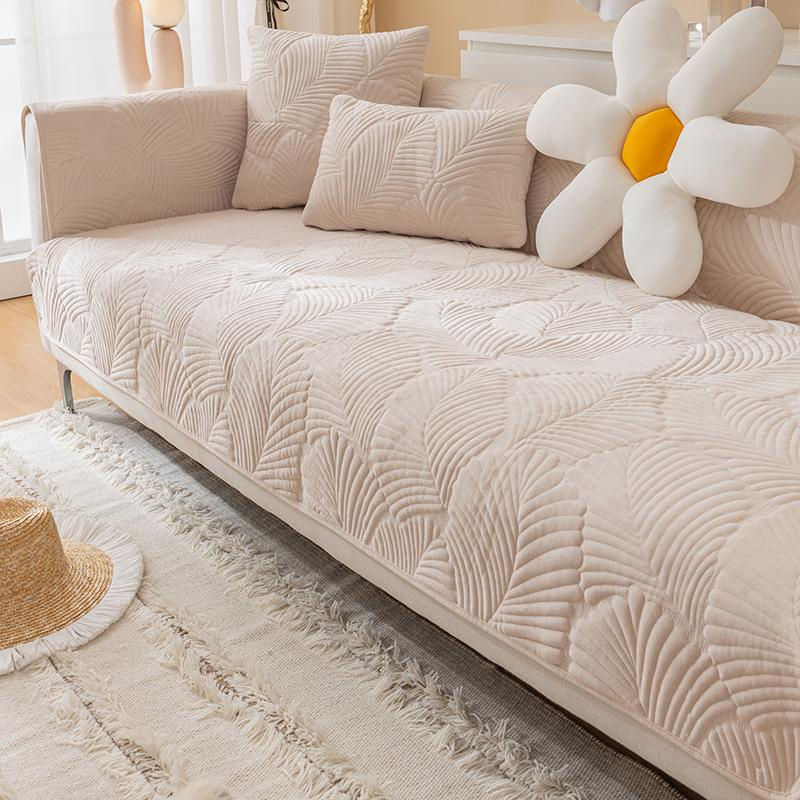 FebEr Jacquard-Decke als rutschfester Sofabezug in Beige, Breite: 90 cm, Tiefe: 90 cm - Bild 5