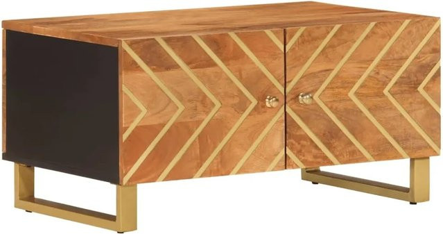 vidaXL Couchtisch aus Massivholz Mango und Eisen in Braun und Schwarz, B/T/H: 80 x 50 x 40 cm - Bild 1