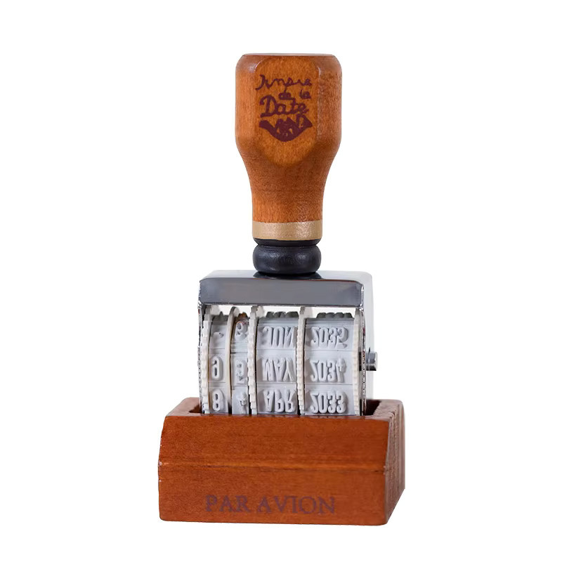 Chaoyu Retro Holz-Datumsstempel mit einstellbarem Digital-Rollstempel für dein Tagebuch und DIY-Dekorationen - Bild 7