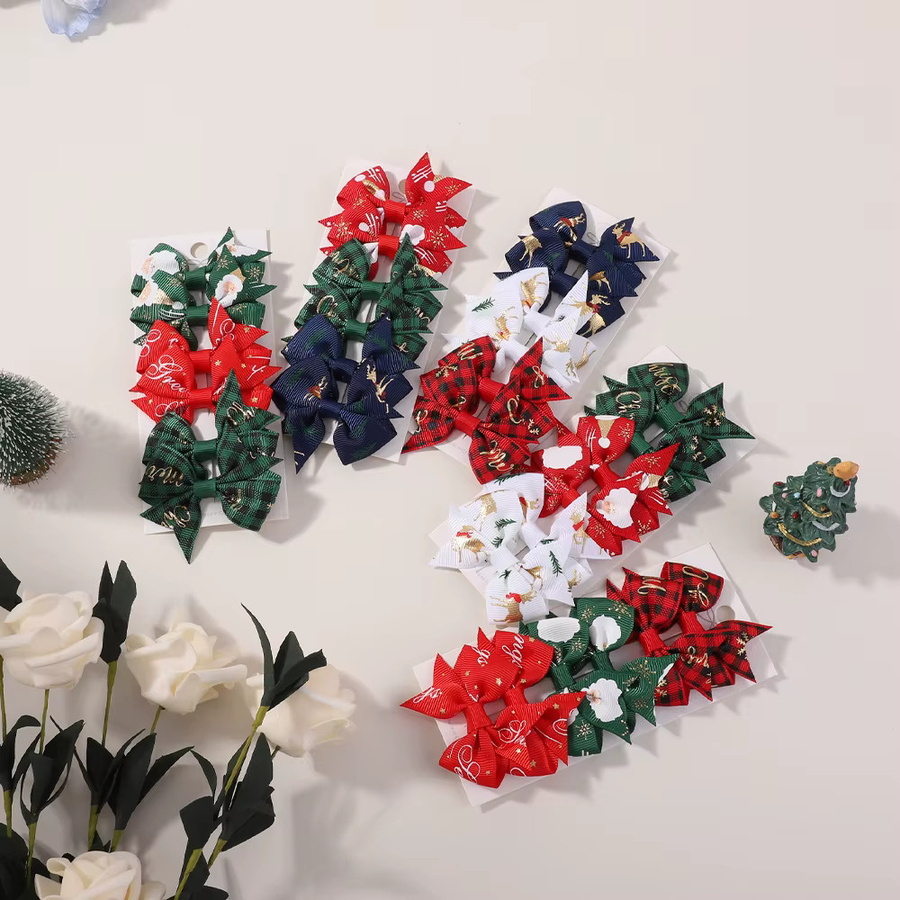Kids Bows Haar Clips für Kinder, 6er Set, Weihnachten Motive - Bild 5
