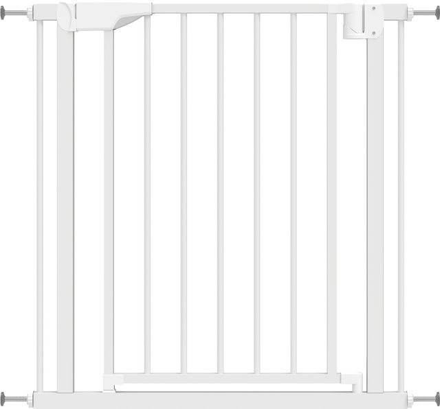 PawHut Treppenschutzgitter Absperrgitter ohne Bohren mit Verlängerung und automatischer Schließung, Weiß, Breite: 76-82 cm, Höhe: 76 cm - Bild 1