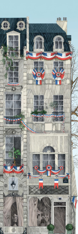 Edmond Petit Fototapete Rue Jacob en Fête Mural in Grau, Blau und Multicolour aus Vlies - Bild 1