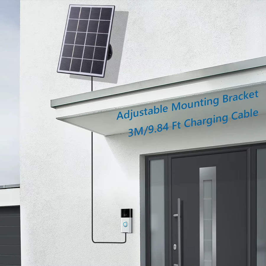 Ring Solarpanel 4W für Ring Video Doorbell 4, 3, 3 Plus und 2, IP65 wasserdichtes Solarladegerät mit 360 Grad verstellbarer Wandhalterung in Schwarz - Bild 2