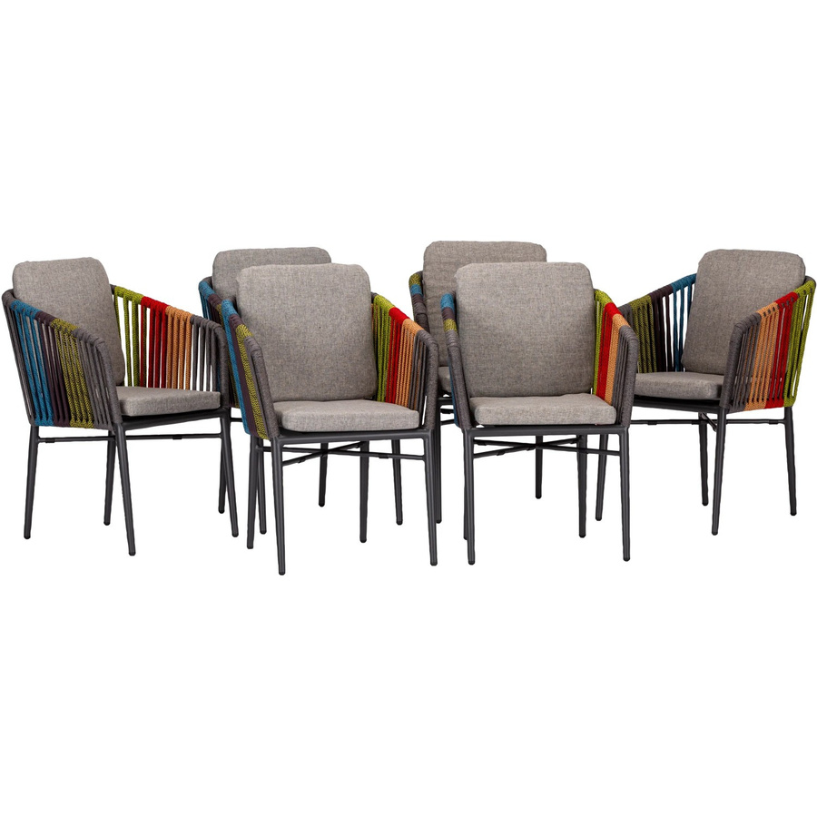 Acamp Stapelsessel-Set Manhattan mit 6 Sitzplätzen und Auflagen, Aluminium-Gestell in Anthrazit-Multicolor - Bild 2