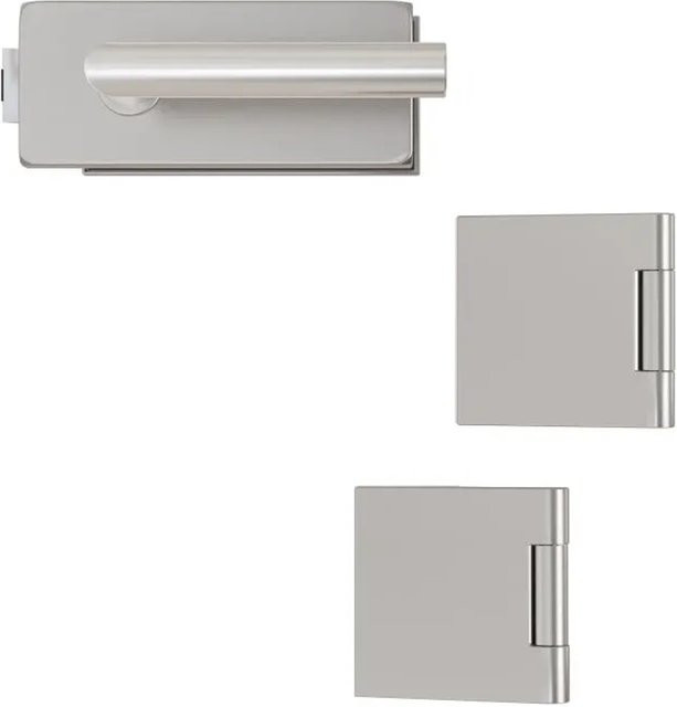 Hansaglas Glastürbeschlag Studio/Office Eckig, unverschließbar, Edelstahl, Silber - Bild 1