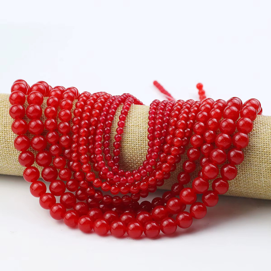 JHNBY Spacer Perlen, Roter Chalcedon Jaspis, Rund, Unisex - Bild 3