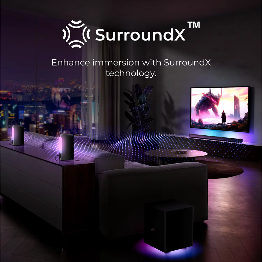 ULTIMEA 7.1-Kanal Heimkino Soundbar System mit 410W Leistung, kabellosem Subwoofer, 2 Surround-Lautsprechern und Bluetooth in Schwarz - Bild 2