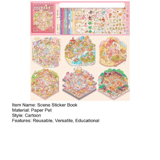 Wonder Hobby Mini-Buch-Set 3D Szenenaufkleber Miniaturhausszene Bunt - Bild 2