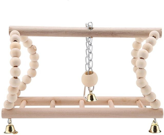 CosyHome Papageienspielzeug Holz, Kletter Schaukel Leiter, beige - Bild 1