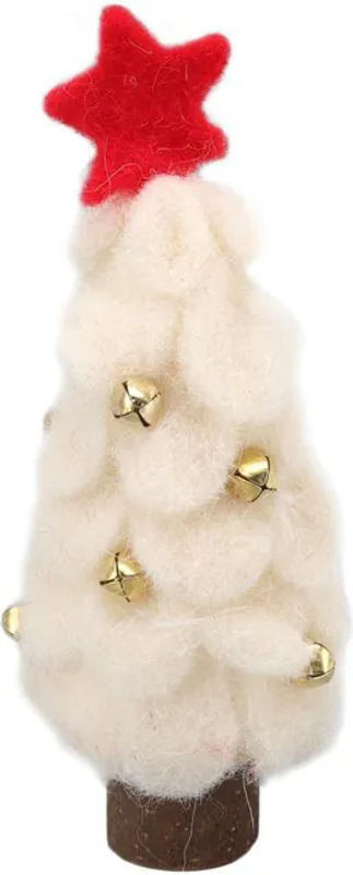 TOMTOP JMS Weihnachtsbaum aus Wollfilz und Holz in Weiß im skandinavischen Design - Bild 1