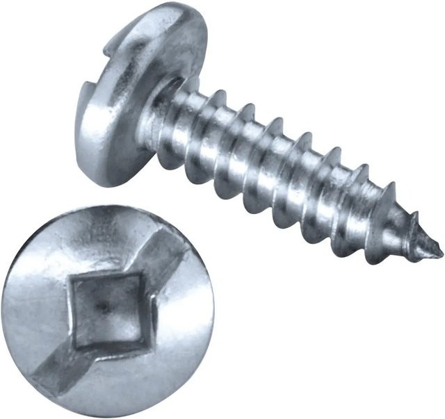 Goebel Linsenblechschrauben aus Edelstahl in Silber, 1000 Stück, Durchmesser: 4,2 mm, Länge: 13 mm, Linsenkopf mit Innenvierkant - Bild 1