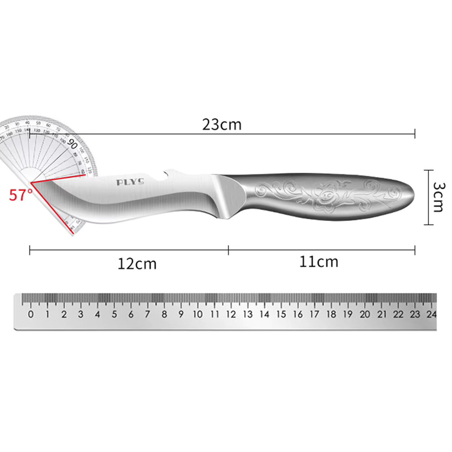 Multifunktionales Küchenmesser von XIAOTIANLAI aus Edelstahl mit Bogenklinge und Flaschenöffner in Silber und Weiß - Bild 5