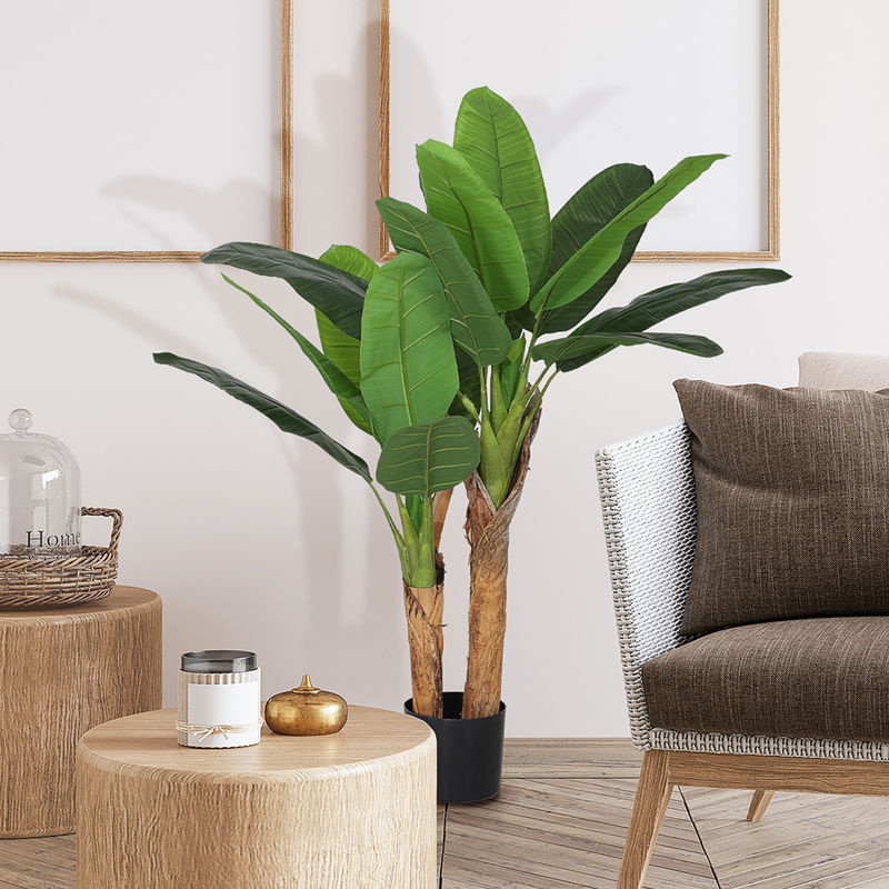 HOMCOM Künstlicher Bananenbaum in Grün mit Topf, Höhe: 120 cm - Bild 2