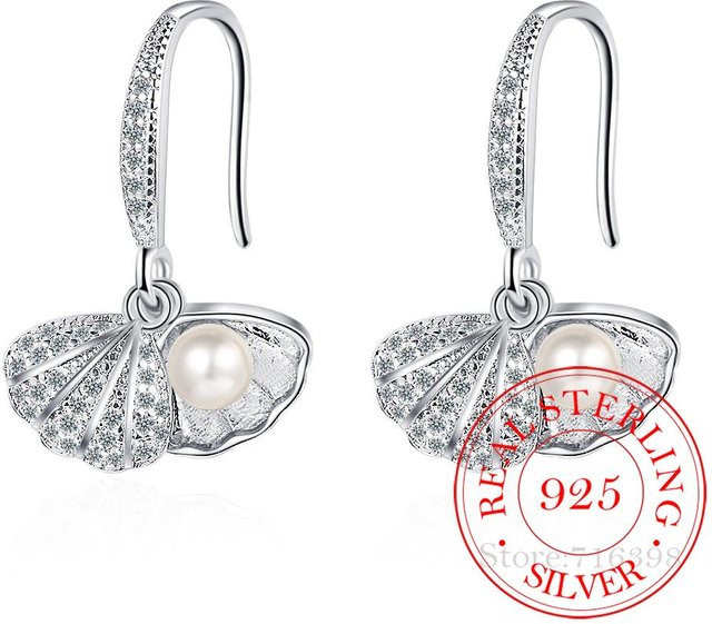 Ohrring 925 Silber, Perle, Zirkonia, Weiß, Damen - Bild 1