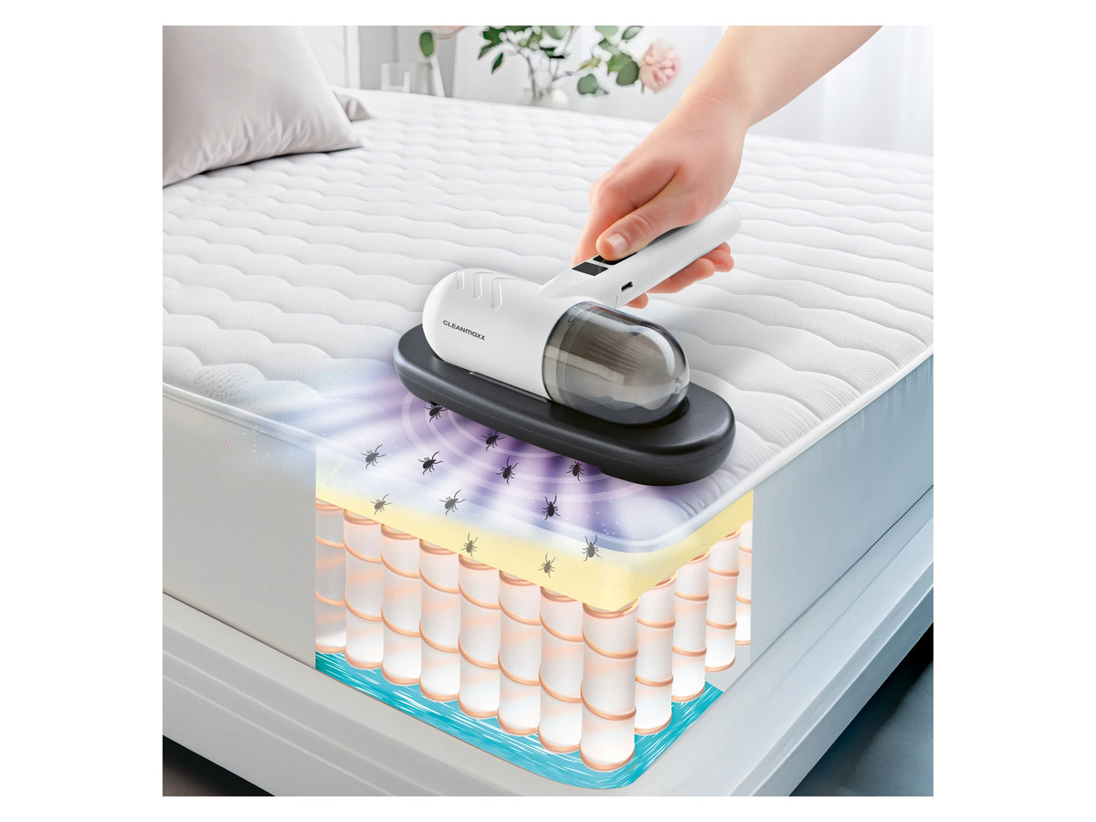 CLEANMAXX Akku-Milben-Handstaubsauger mit UV-C-Licht und waschbarem Filter in Weiß - Bild 2