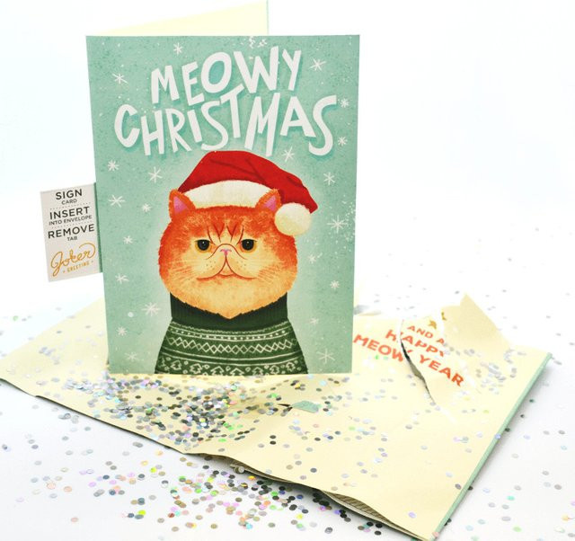 Meowy Weihnachtsmusik-Grußkarten mit Glitzer-Effekt für Kinder und Erwachsene, Mehrfarbig - Bild 1