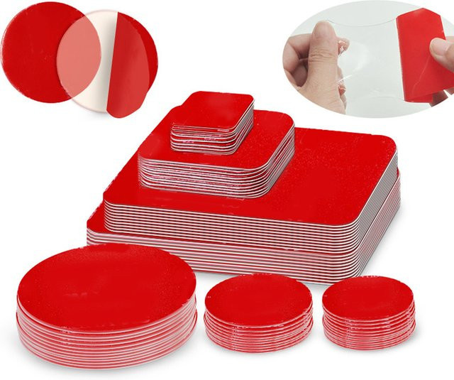10 Stück selbstklebendes Acryl-Klebeband transparent, robustes doppelseitiges Montageband in quadratisch und rund, verschiedene Größen von 30 mm bis 60 mm - Bild 1