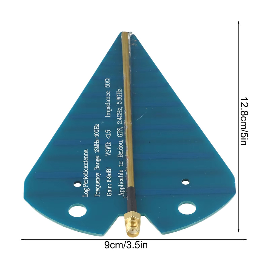 TOOLTOP HT5 UWB Log-Periodische Antenne 13MHz-10GHz mit linearer Polarisation und 6dBi Richtungsverstärkung in Blau für Spektralanalyse und Signaltests - Bild 2