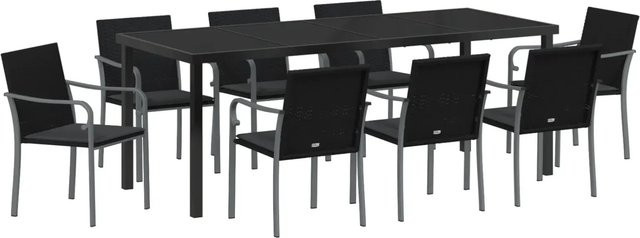 vidaXL Garten Essgruppe aus Poly-Rattan und Stahl in Schwarz, 9-teilig - Bild 1