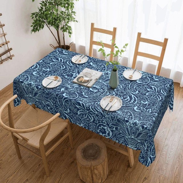 Wasserdichte und ölbeständige Tischdecke JINGYUE Pet William Morris Algen Design in Blau, B/L: 100 x 145 cm - Bild 1