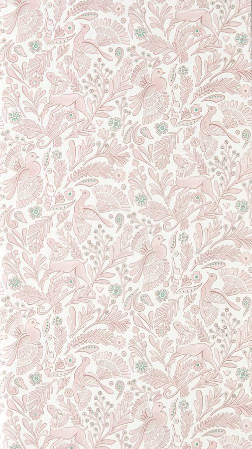 Scion Tapete Dove & Deer in Lila mit floralem Tier- und Pflanzenmotiv aus Vlies - Bild 1