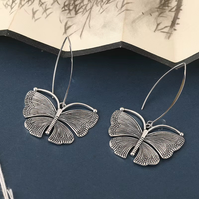 YoYo Ohrringe Schmetterling, versilbert, Damen, Vintage - Bild 2
