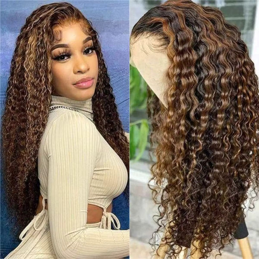 FIUMER Deep Wave Perücke, Echthaar, HD Lace Frontal, 86 cm, 250% Dichte - Bild 3