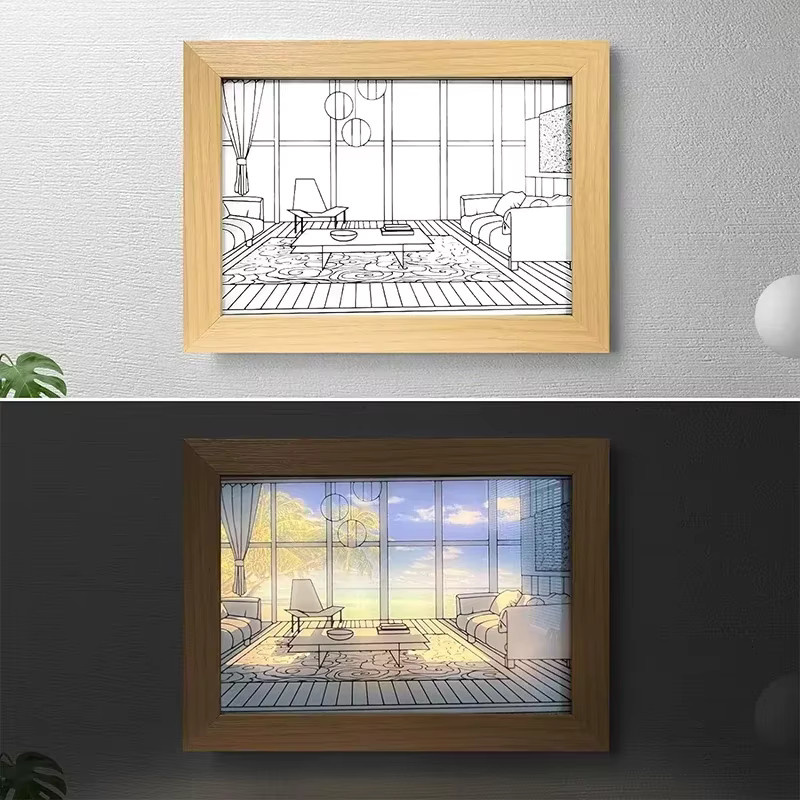 Dekoratives LED-Nachtlicht in Sonnenlicht-Optik als Wandkunst und Tischlampe, dimmbar, USB-Anschluss, Multicolour - Bild 4