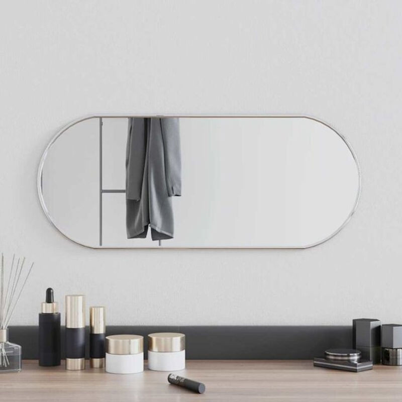 Vidaxl Wandspiegel Oval in Silber mit minimalistischem Design, Breite: 60 cm, Höhe: 25 cm - Bild 1