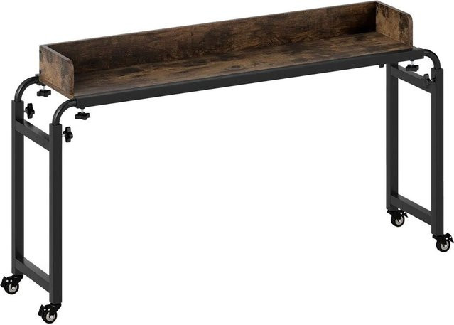 Costway Überbetttisch mit Rollen in Braun, höhenverstellbarer Beistelltisch aus Holz und Metall für Home Office und Schlafzimmer - Bild 1