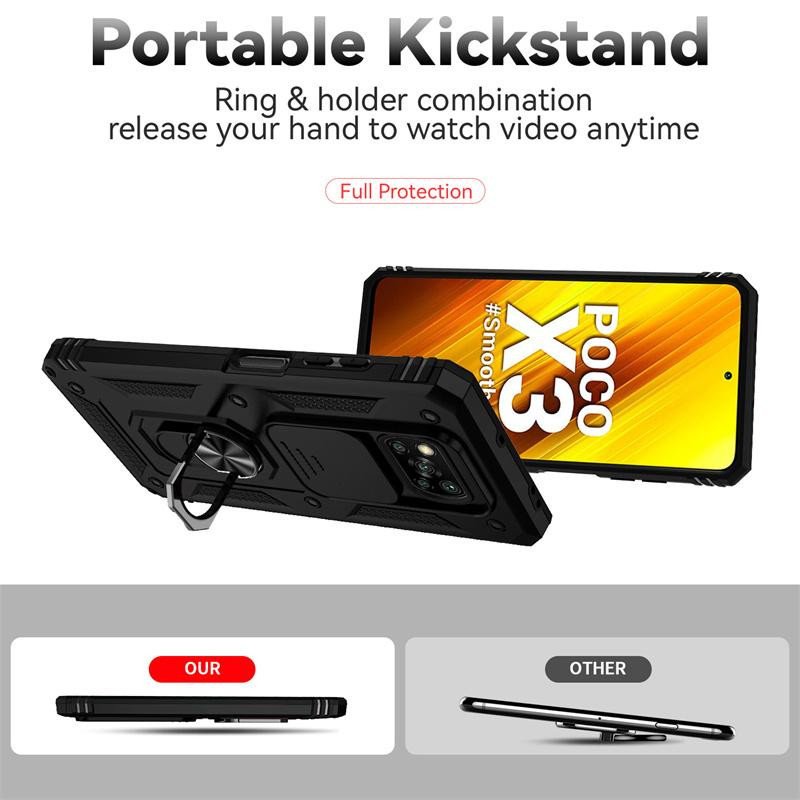 Stoßfeste Panzerhülle für Xiaomi Pocophone Poco X3 NFC in Schwarz mit Autohalterung und Kameraobjektivschutz - Bild 4